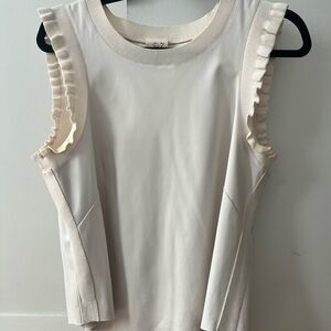 Cinq a Sept Cream Ruffled Sleeveless Tank Top